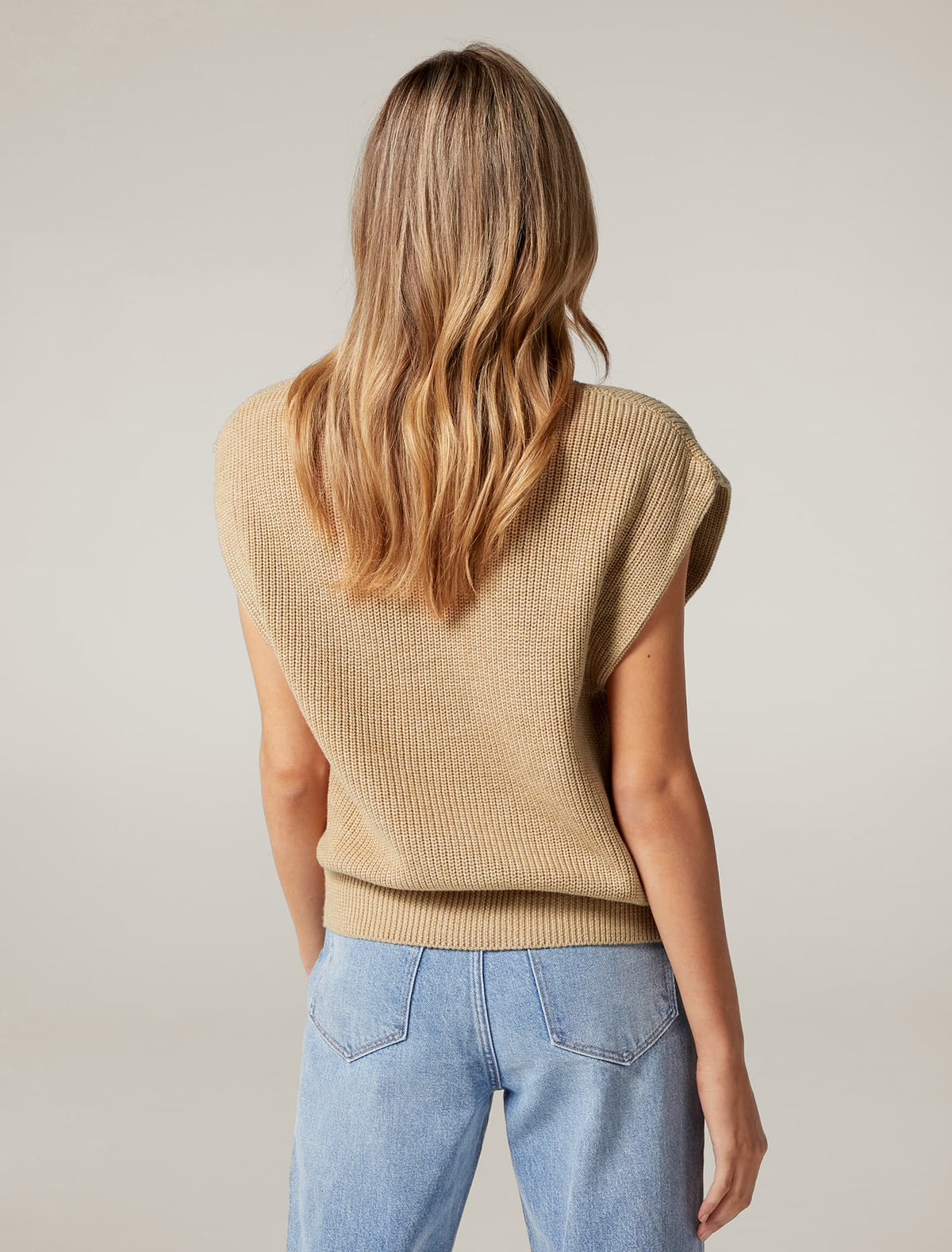 Erin Extended Shoulder Knit Tank Camel