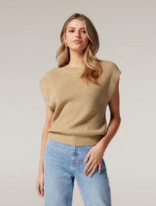 Erin Extended Shoulder Knit Tank Camel