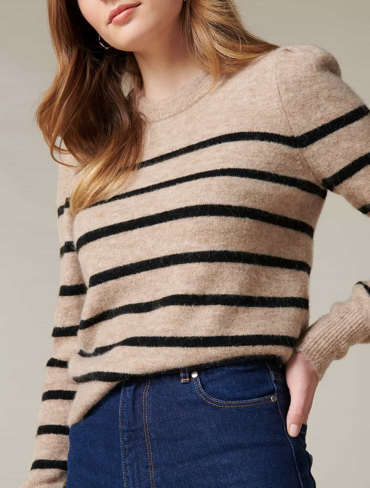 Pip Stripe Knit Jumper Camel/Black Stripe