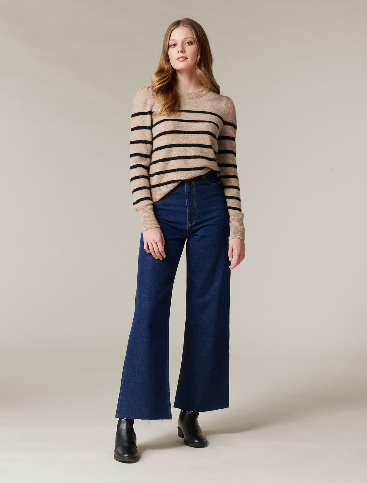 Pip Stripe Knit Jumper Camel/Black Stripe