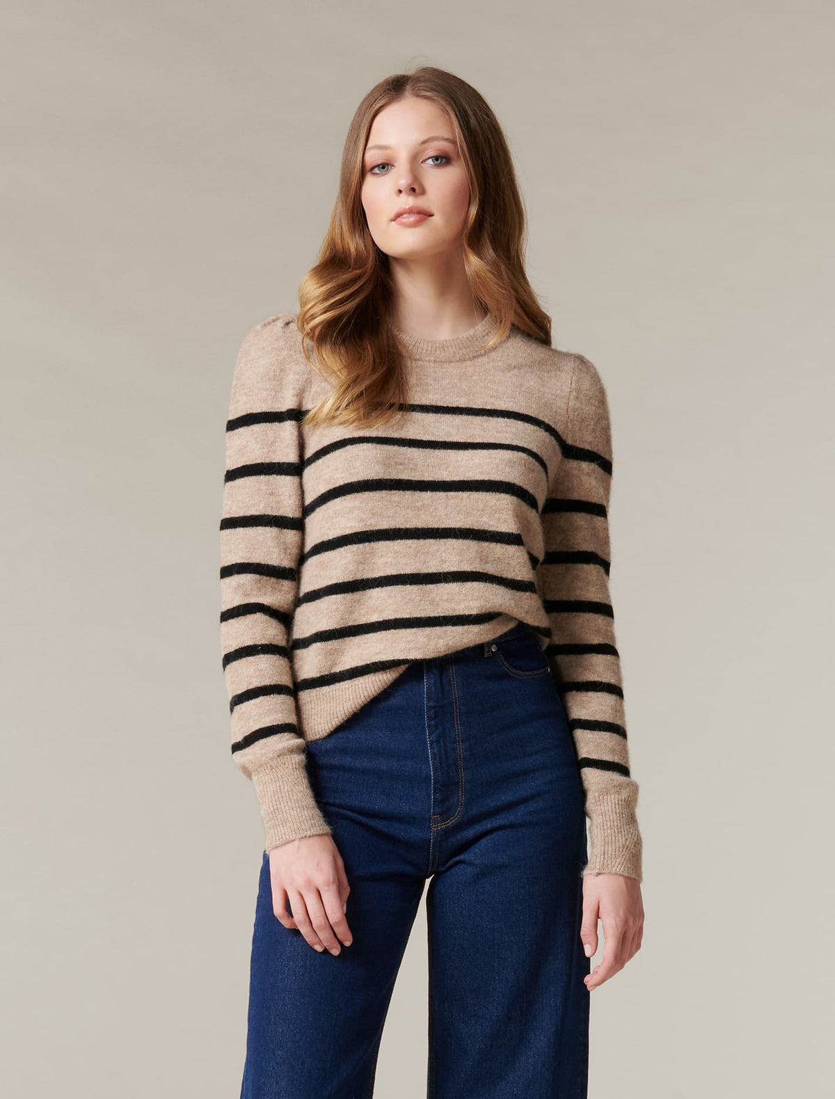 Pip Stripe Knit Jumper Camel/Black Stripe