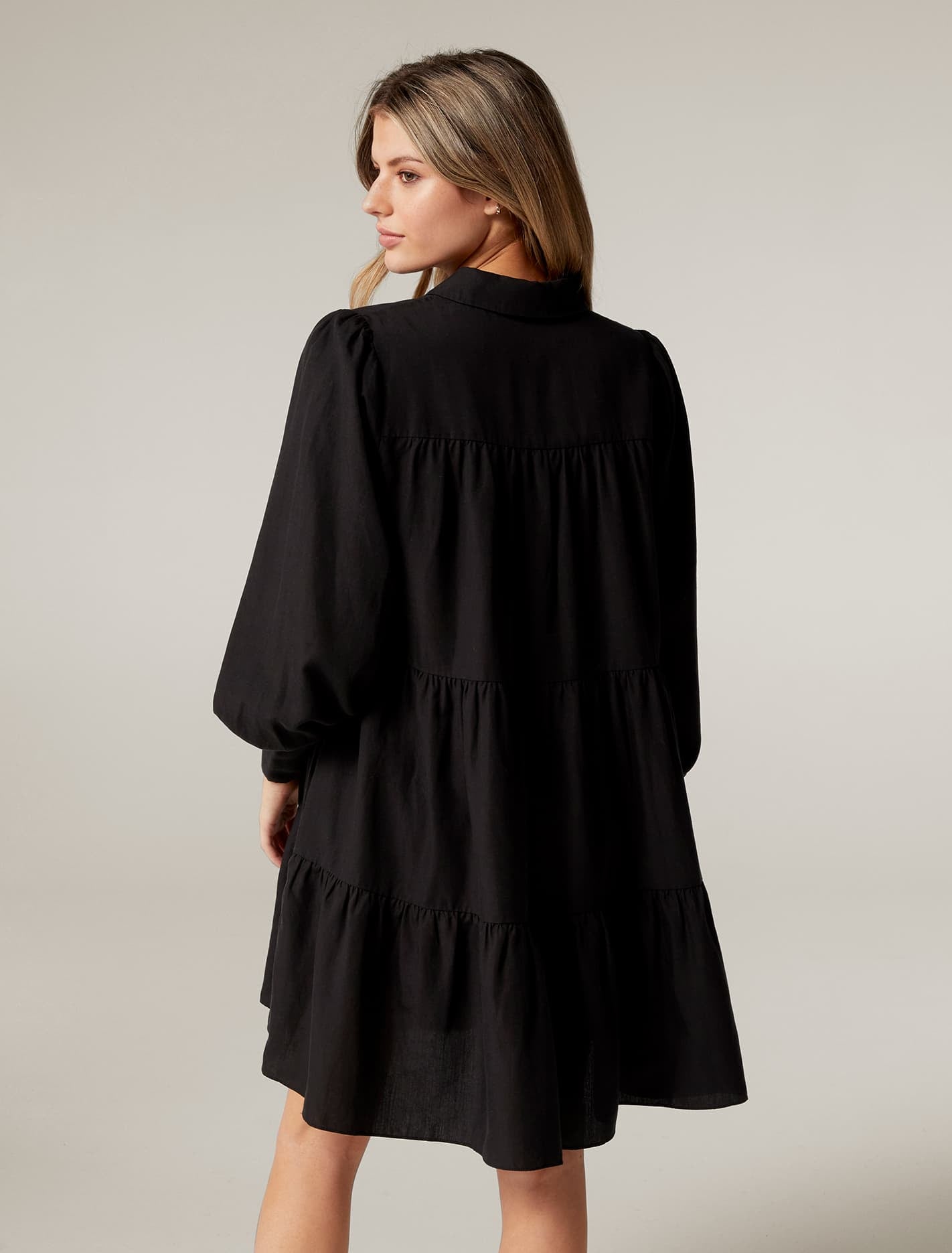 Monica Tiered Smock Dress Black