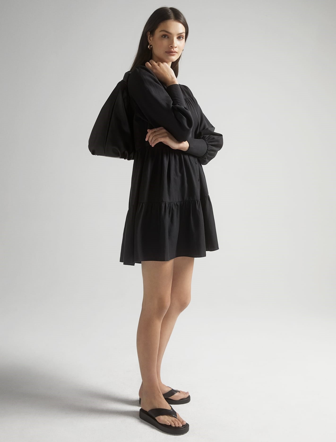Monica Tiered Smock Dress Black