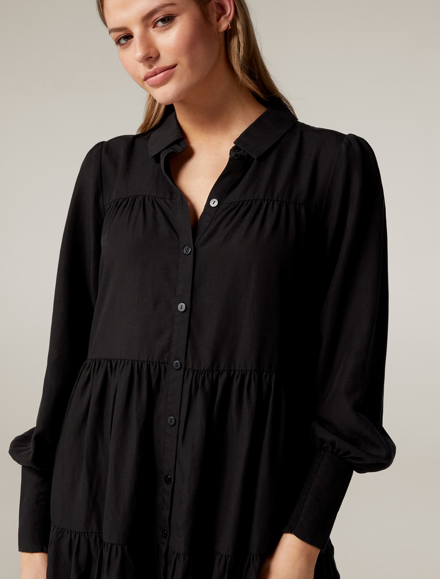 Monica Tiered Smock Dress Black