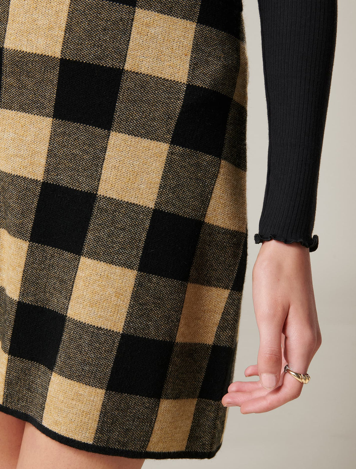 Cady Jacquard Check Knit Skirt