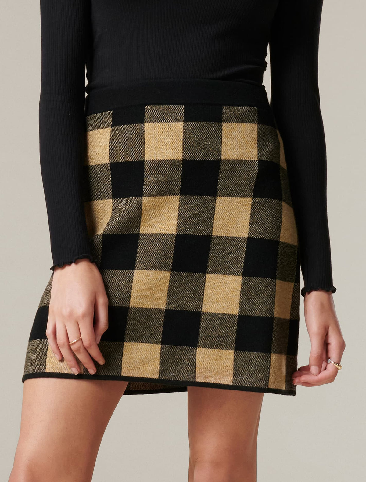 Cady Jacquard Check Knit Skirt