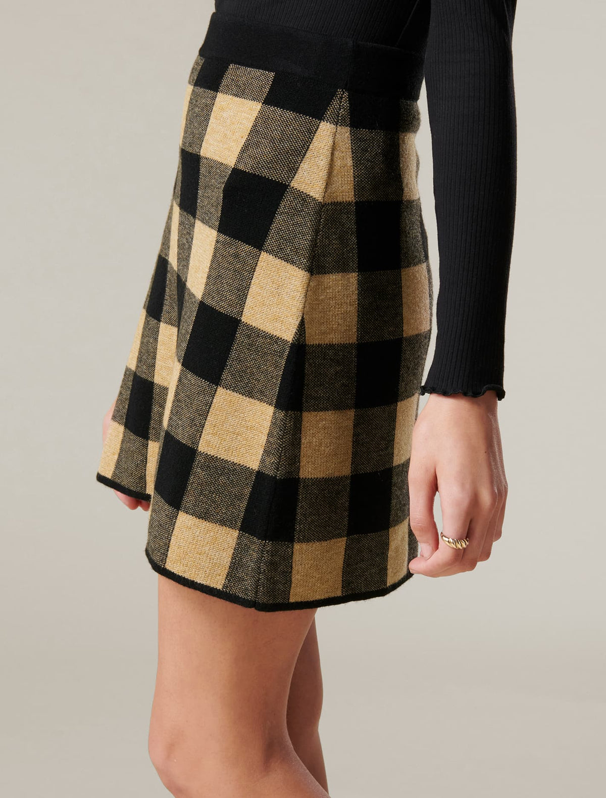 Cady Jacquard Check Knit Skirt