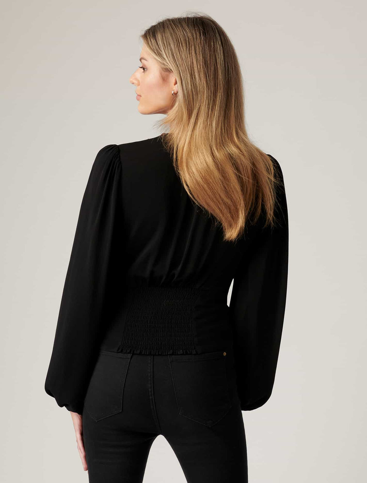Elise Lace Trim Blouse Black