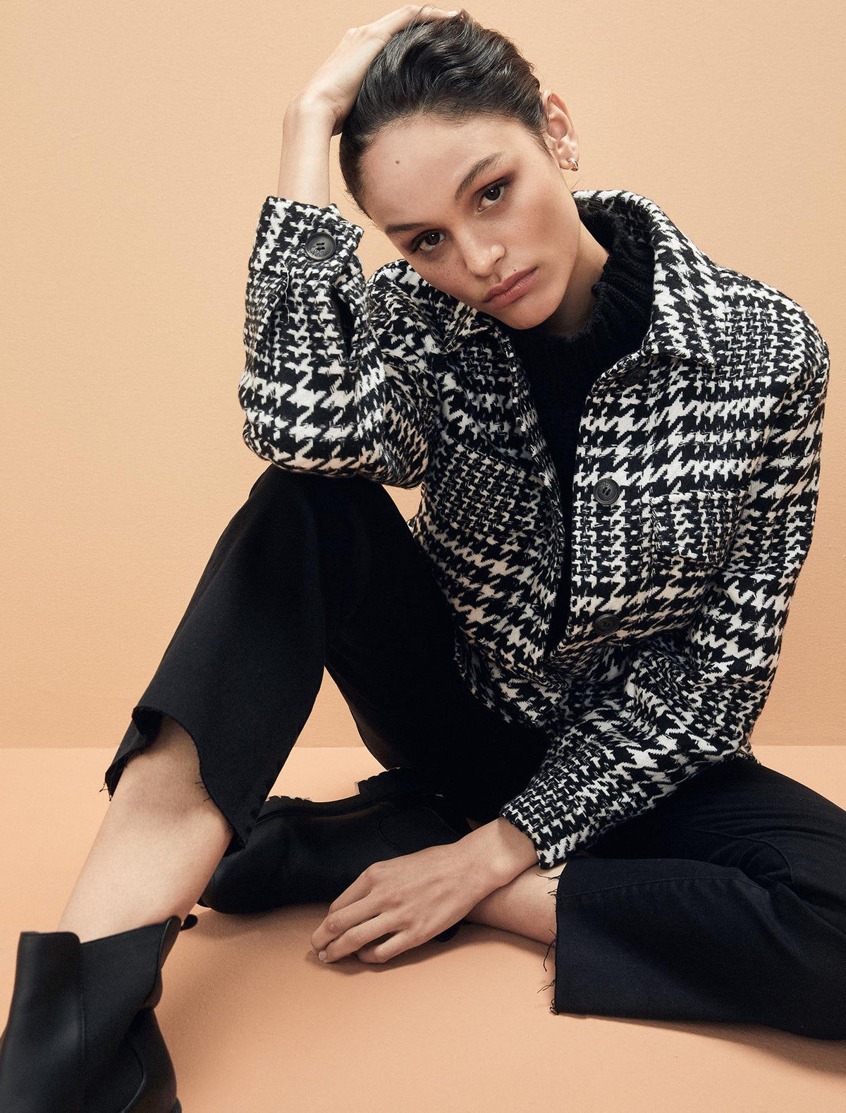 Houndstooth shacket