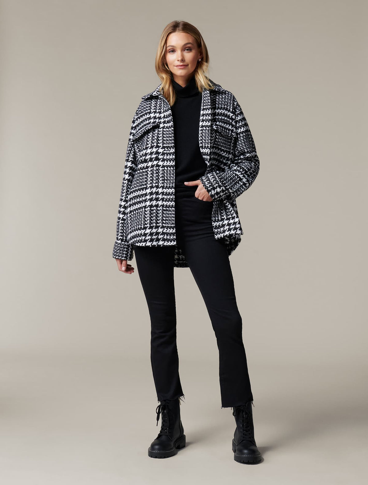 Houndstooth shacket