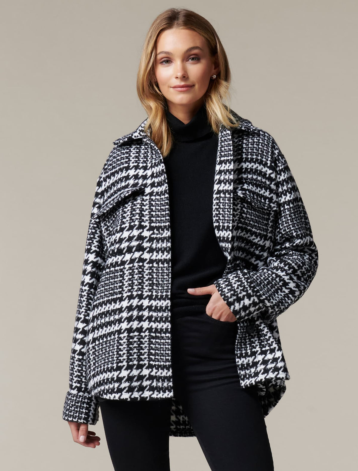 Houndstooth shacket
