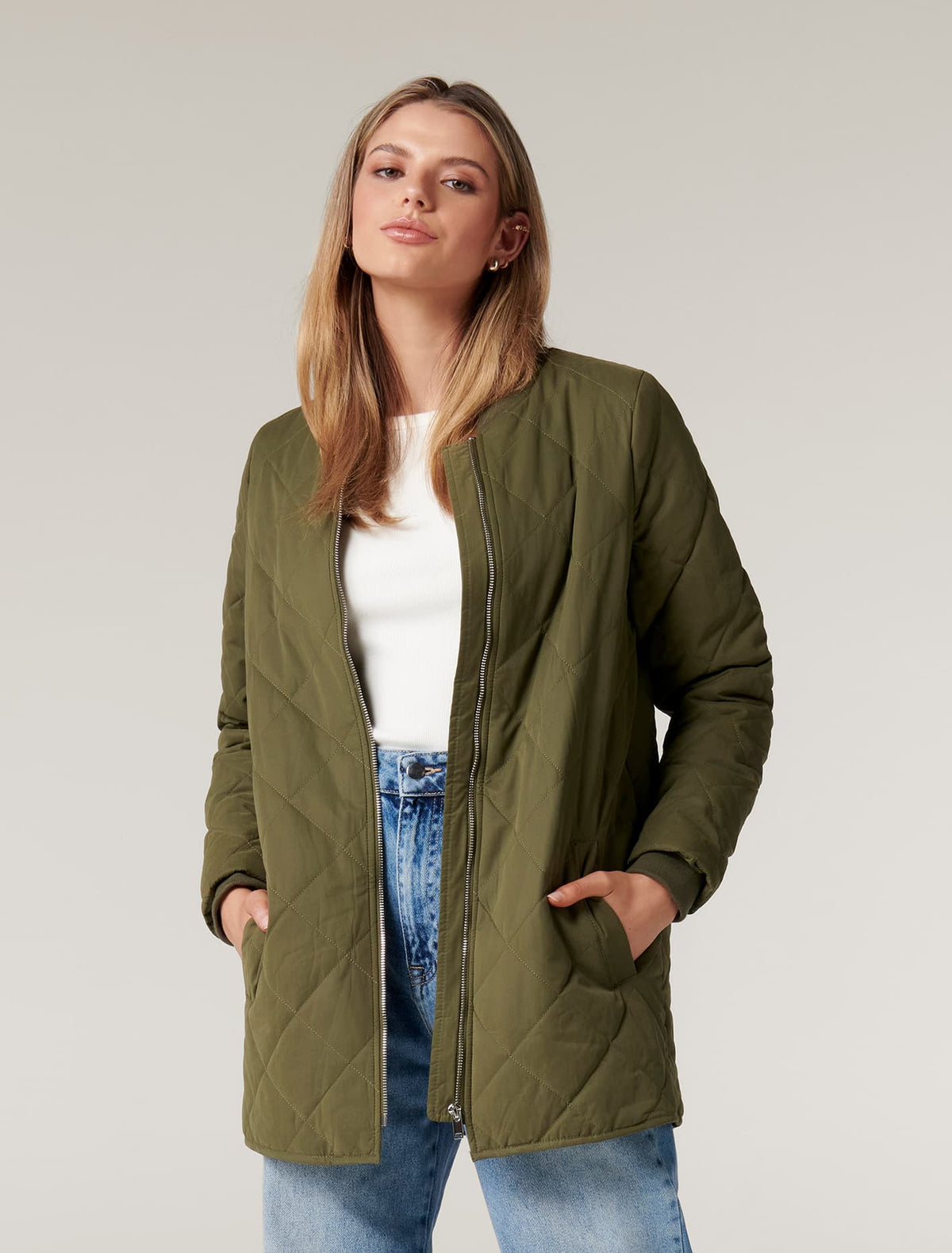Lauren quilted bomber Khaki