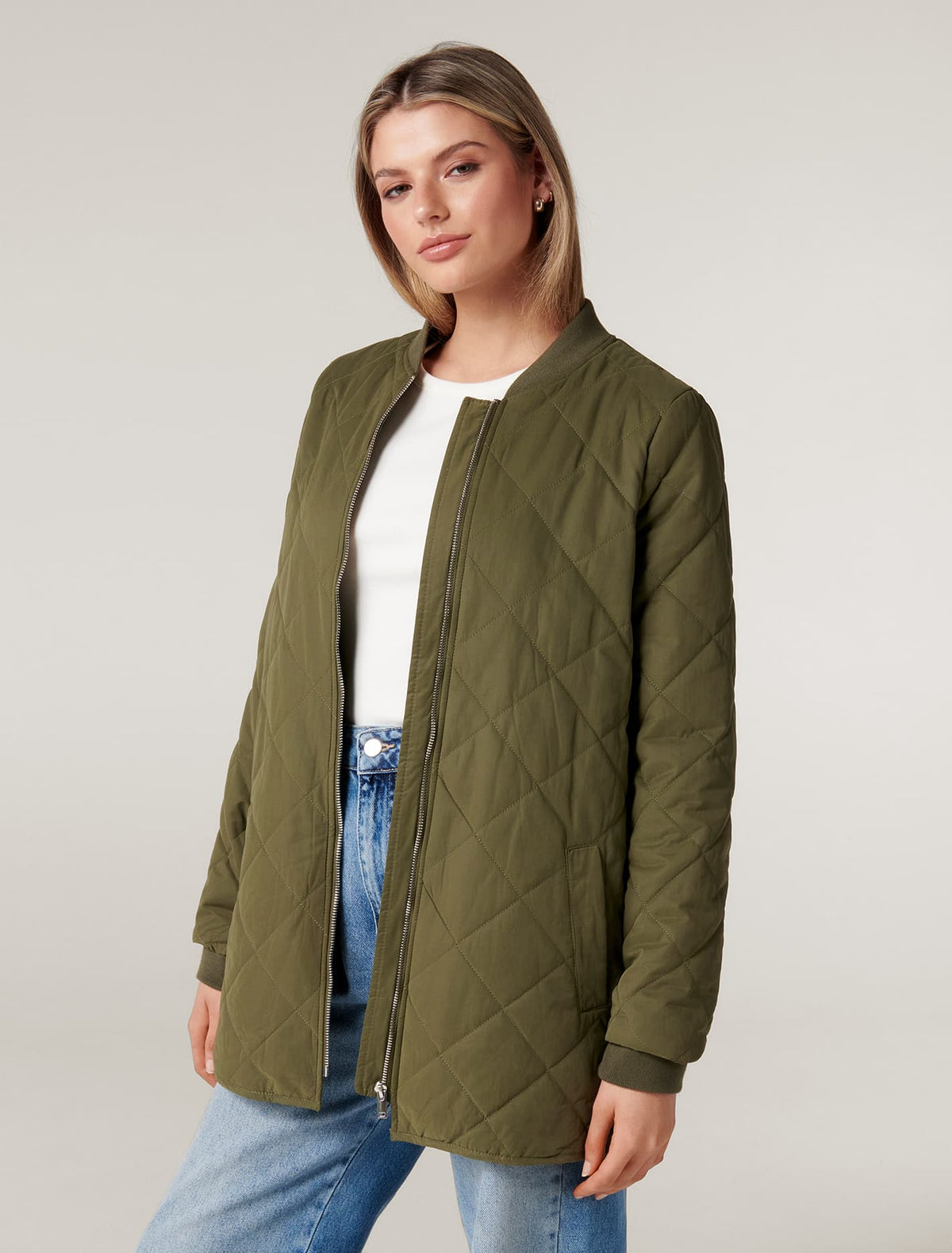 Lauren quilted bomber Khaki