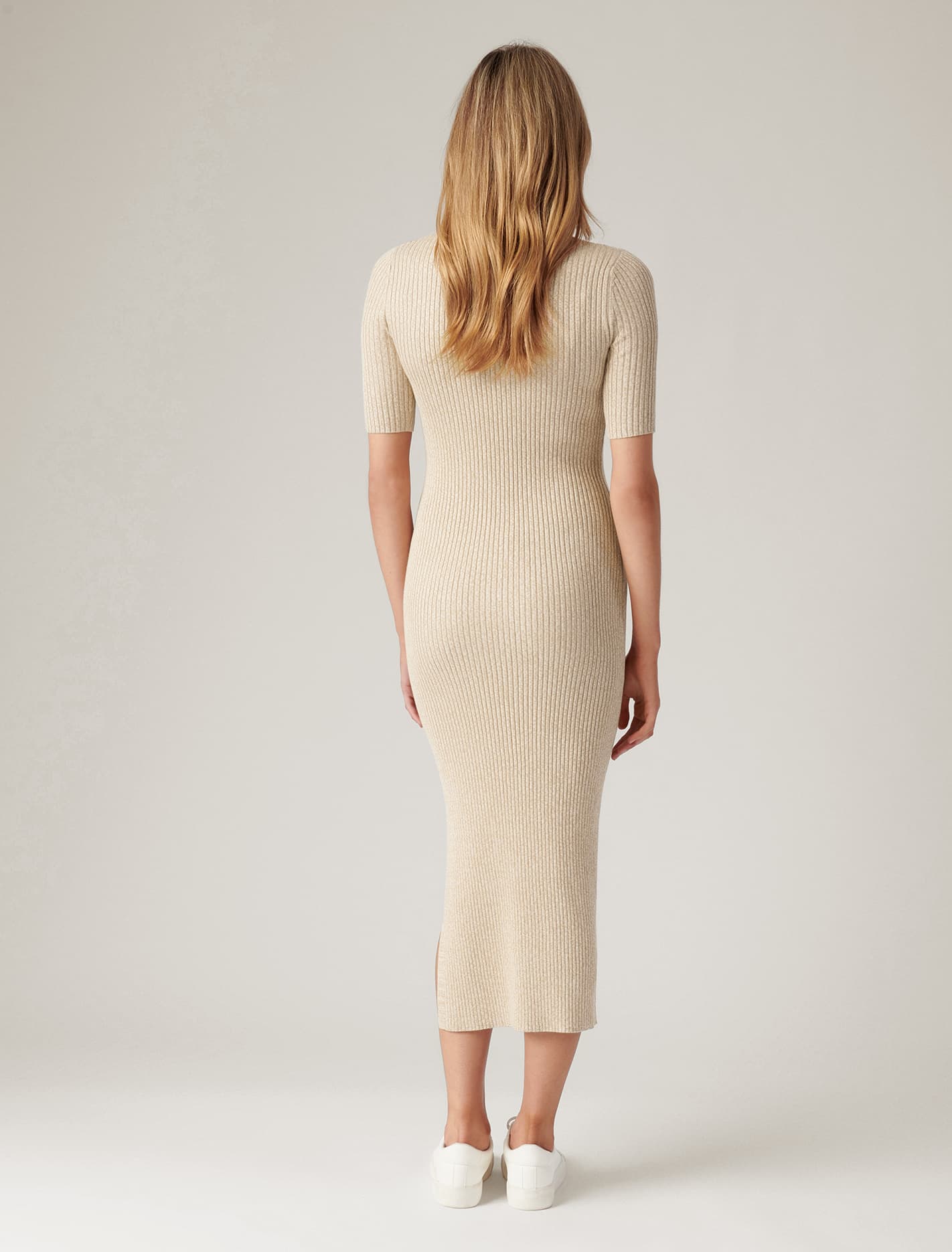 Jazmin Rib Tee Knit Dress Latte Space Dye