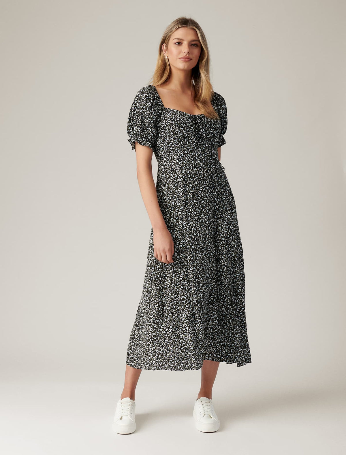 Mariah Lace Up Midi Dress Brighton Ditsy