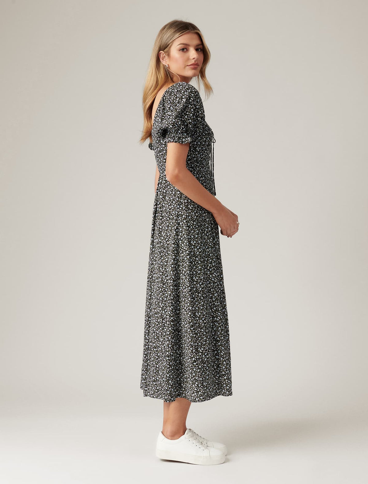 Mariah Lace Up Midi Dress Brighton Ditsy