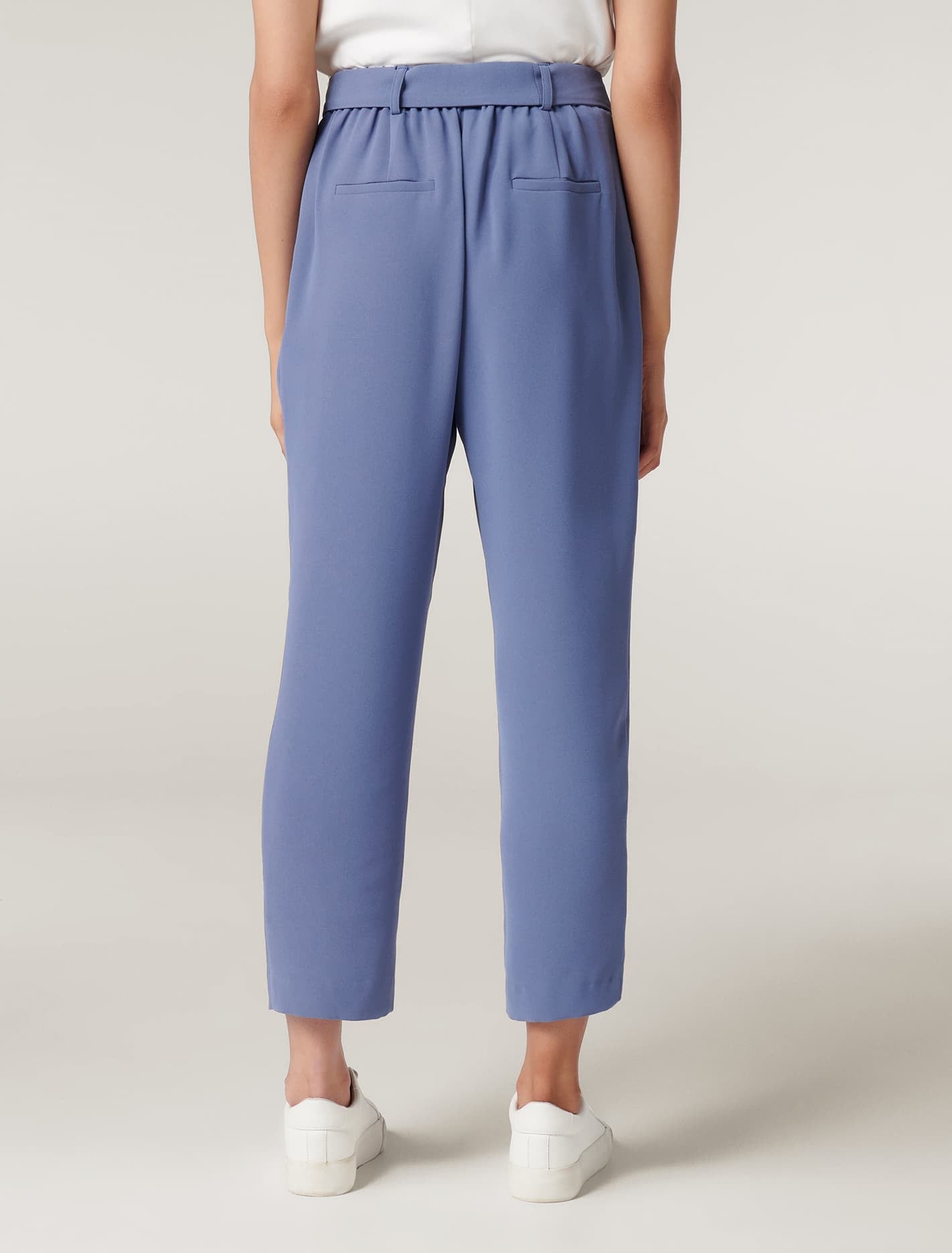 Penny Petite Tie Waist Slim Pants Workwear Blue