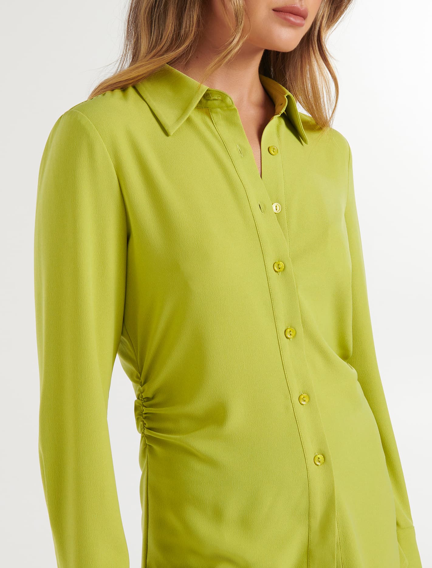 Nora Slimline Shirt Dusty Chartreuse