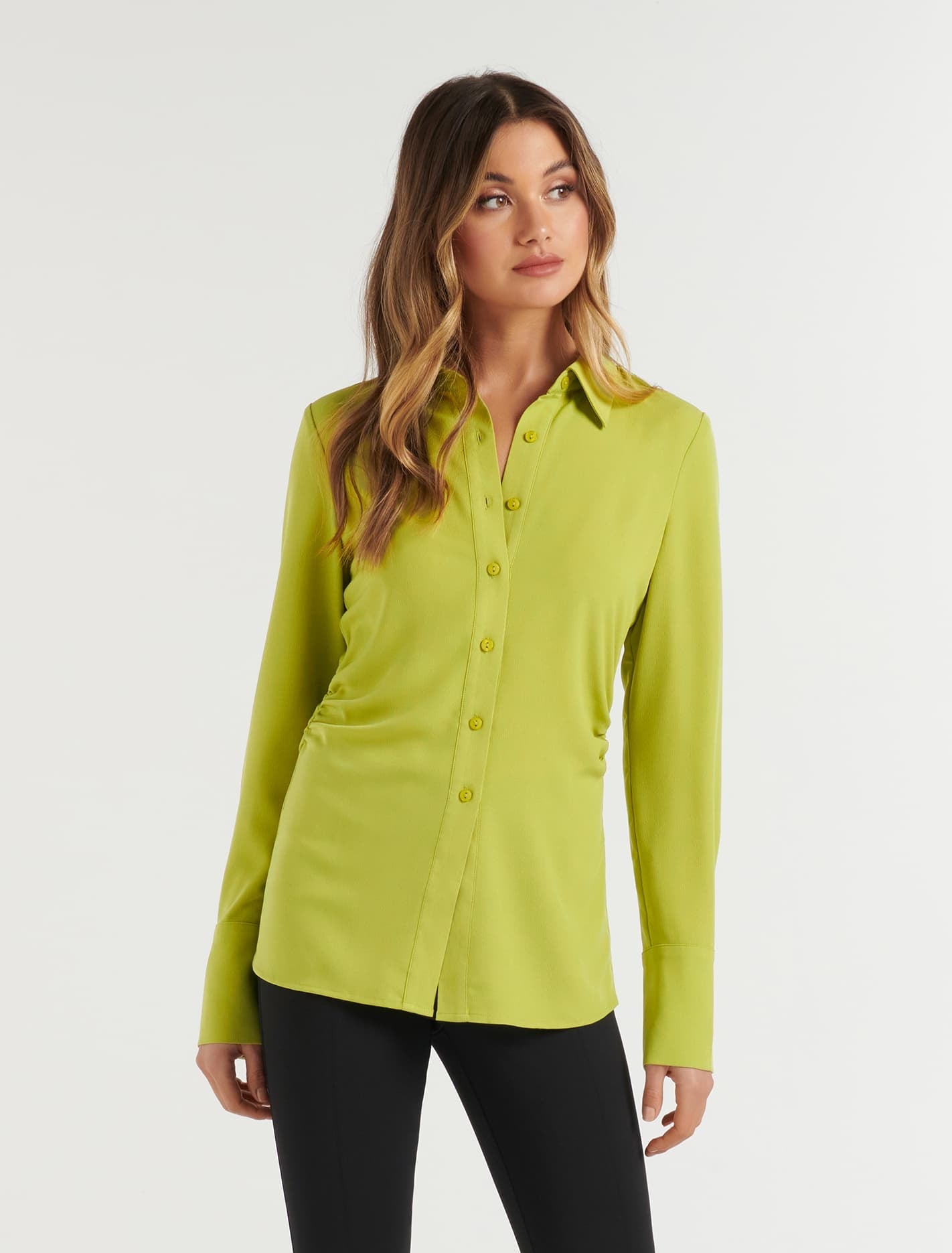 Nora Slimline Shirt Dusty Chartreuse