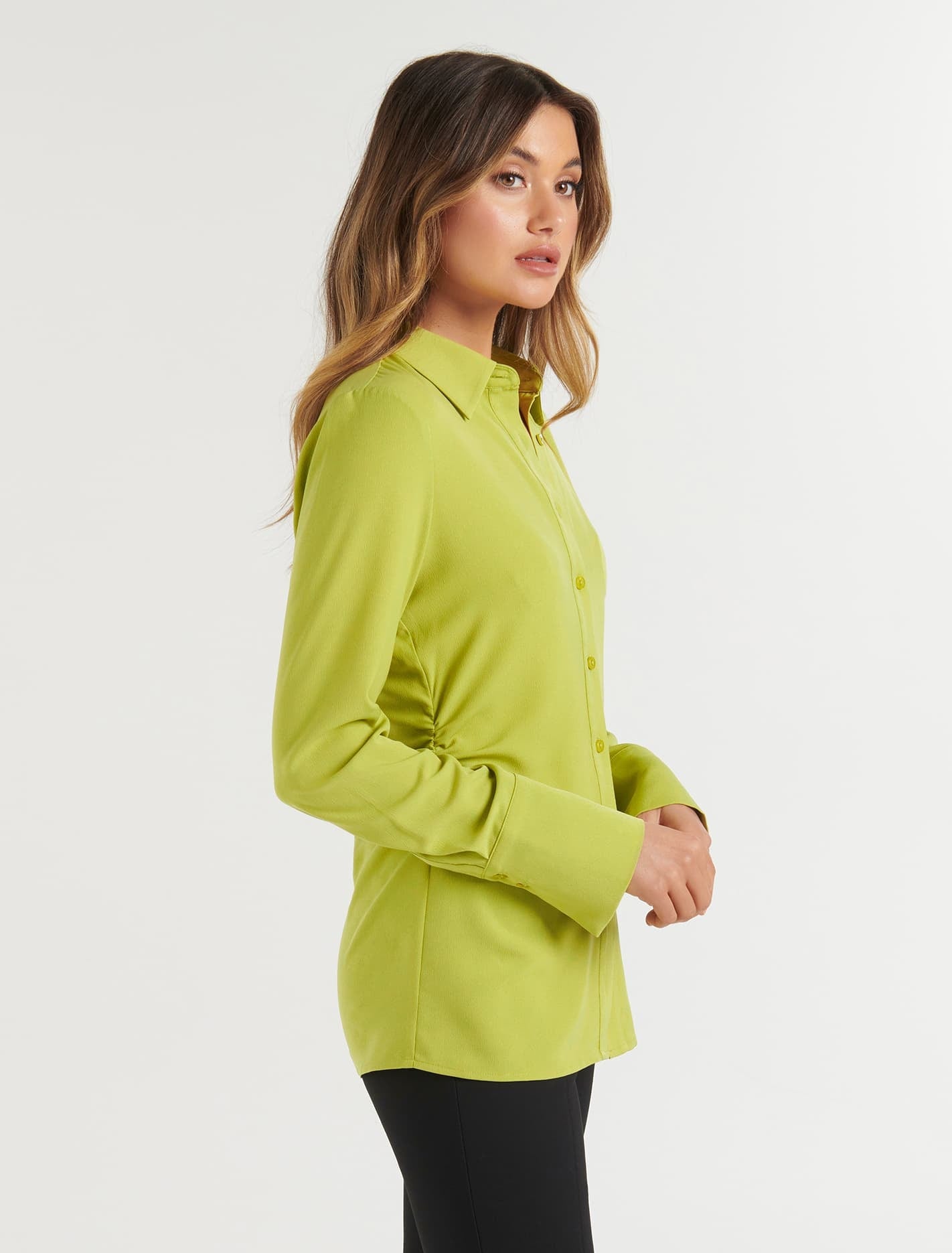 Nora Slimline Shirt Dusty Chartreuse