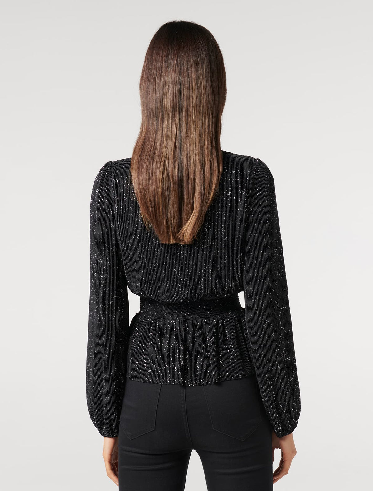 Hailey Plisse Wrap Top Black