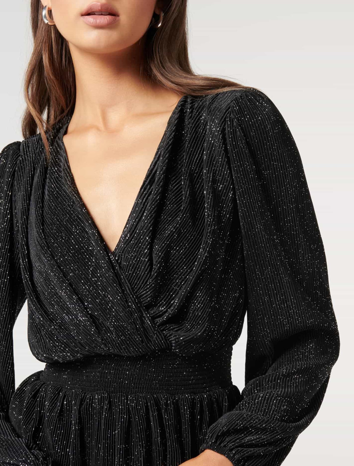 Hailey Plisse Wrap Top Black