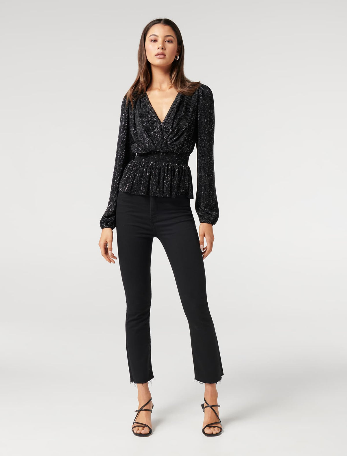 Hailey Plisse Wrap Top Black