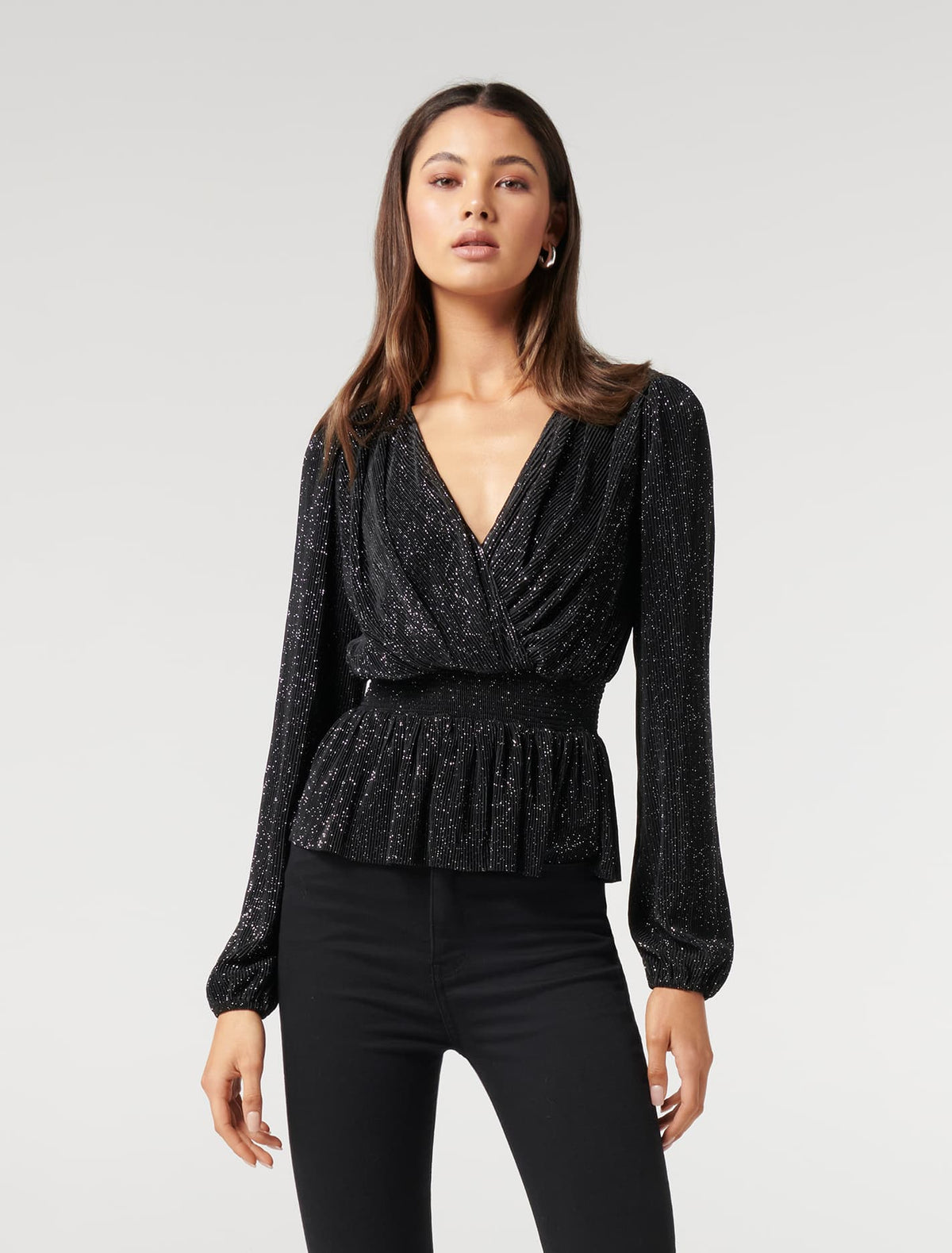 Hailey Plisse Wrap Top Black