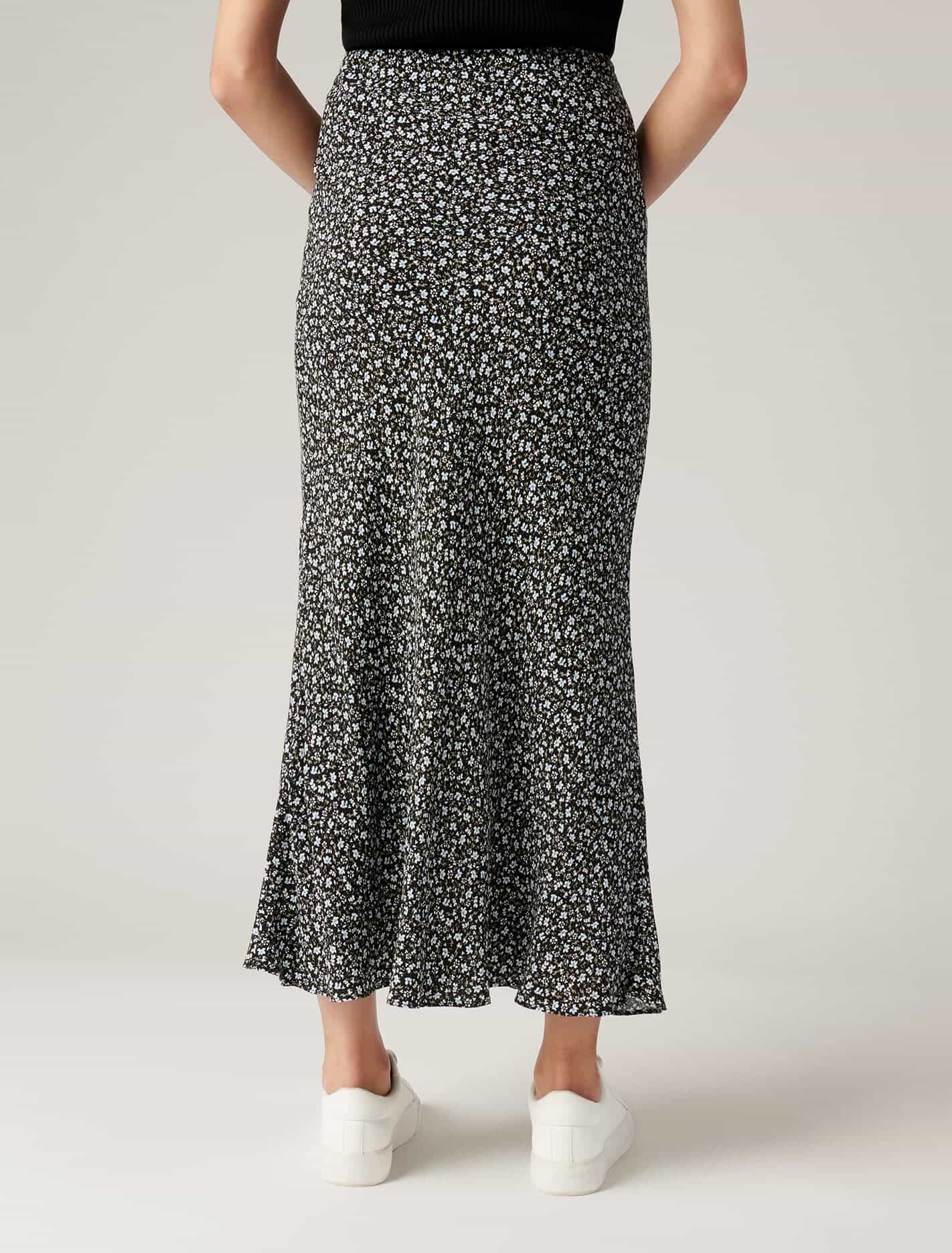 Blanca Petite Bias Split Midi Skirt Brighton Ditsy