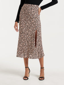 Blanca Petite Bias Split Midi Skirt Rose Cremorne Ditsy