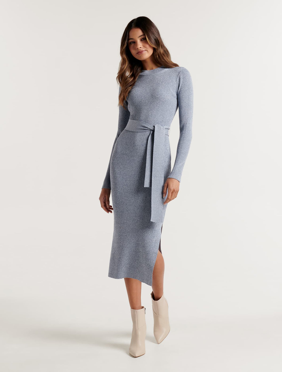 Grayson Midi Knit Dress Blue Space Dye