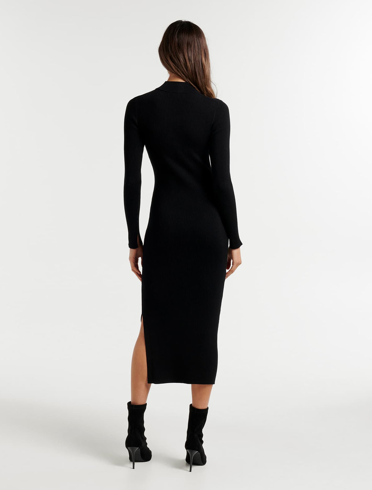Sierra Column Midi Knit Dress Black
