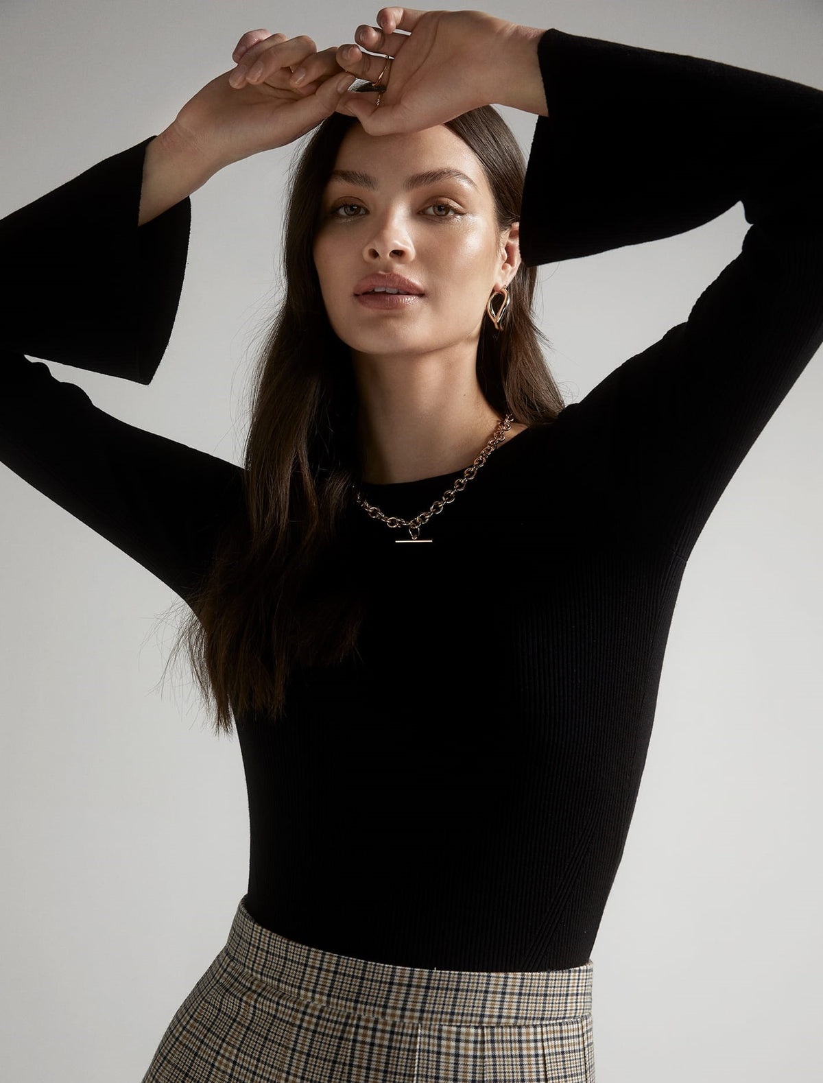 Steph Rib Knit Top Black