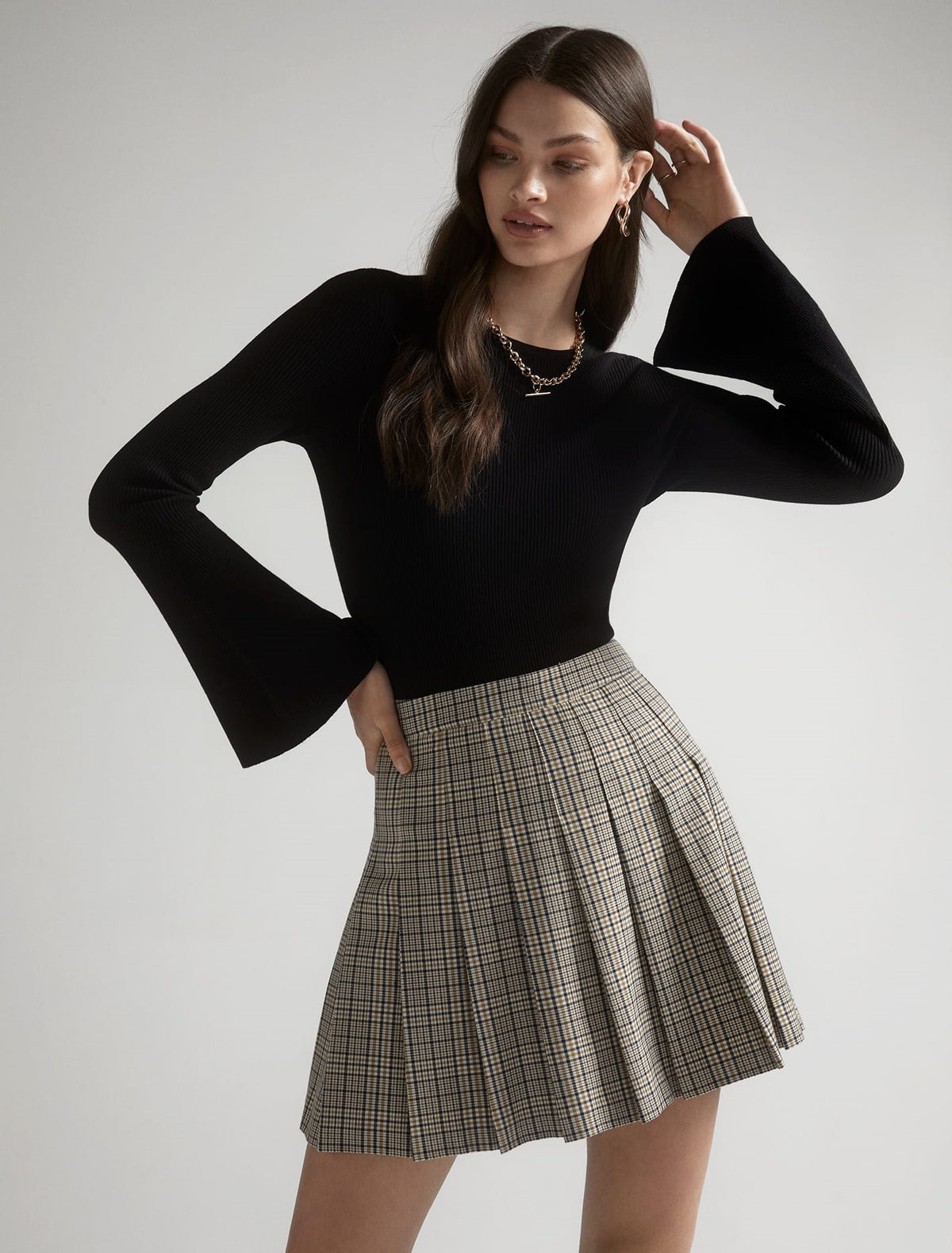 Steph Rib Knit Top Black