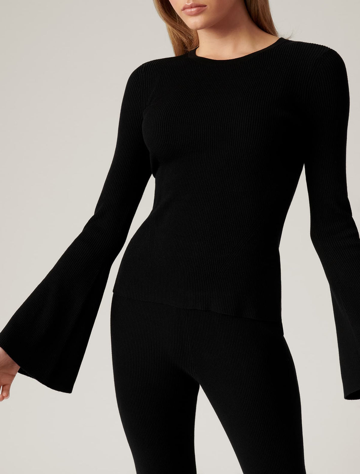 Steph Rib Knit Top Black