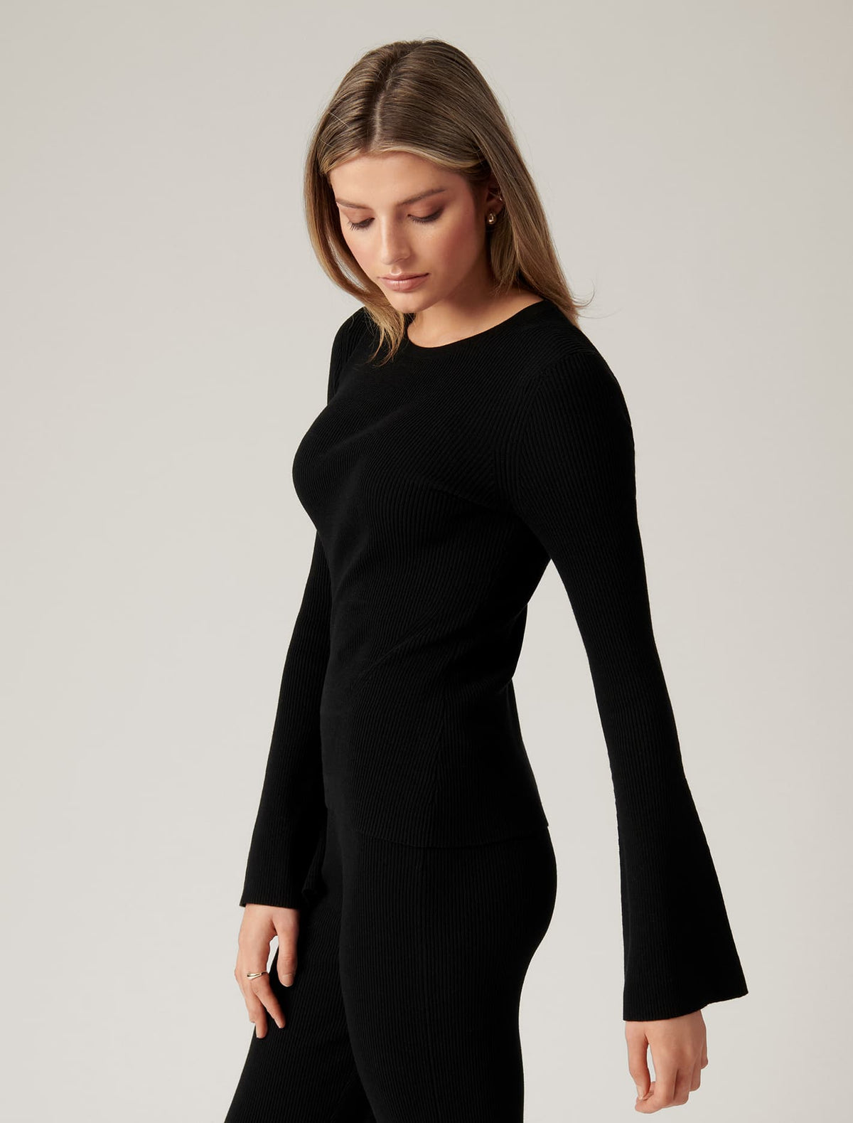 Steph Rib Knit Top Black