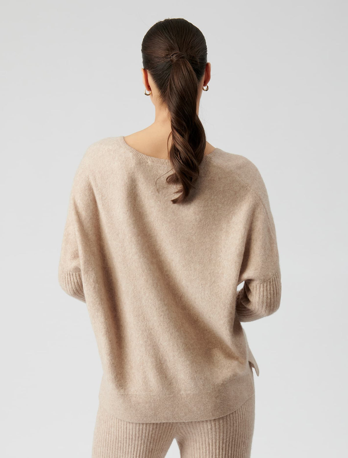 Lara V Neck Knit Jumper oatmeal