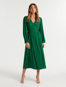 Nova Midi Wrap Dress Forest Hill Ditsy