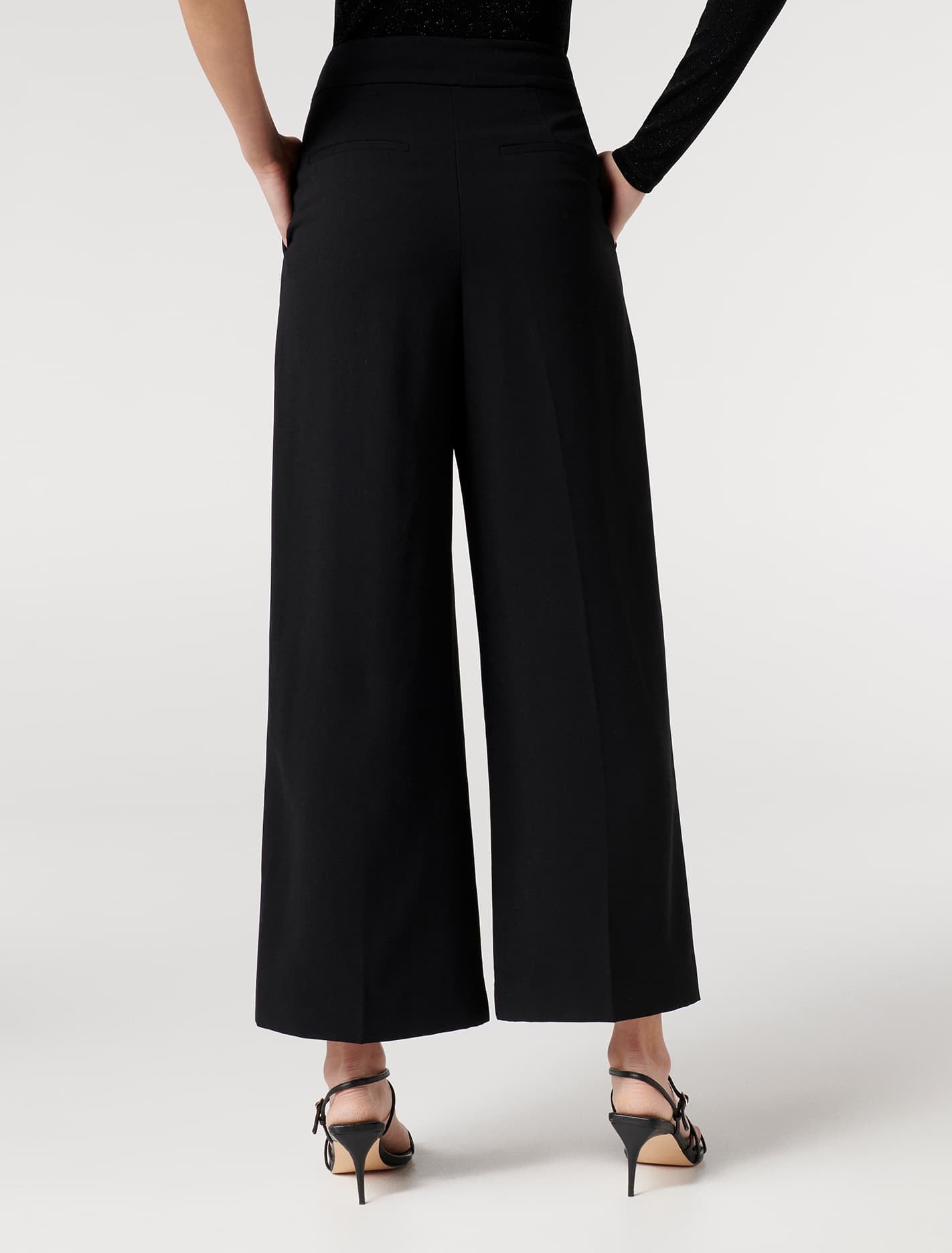 Eileen Petite Tailored Wide-Leg Pants Black