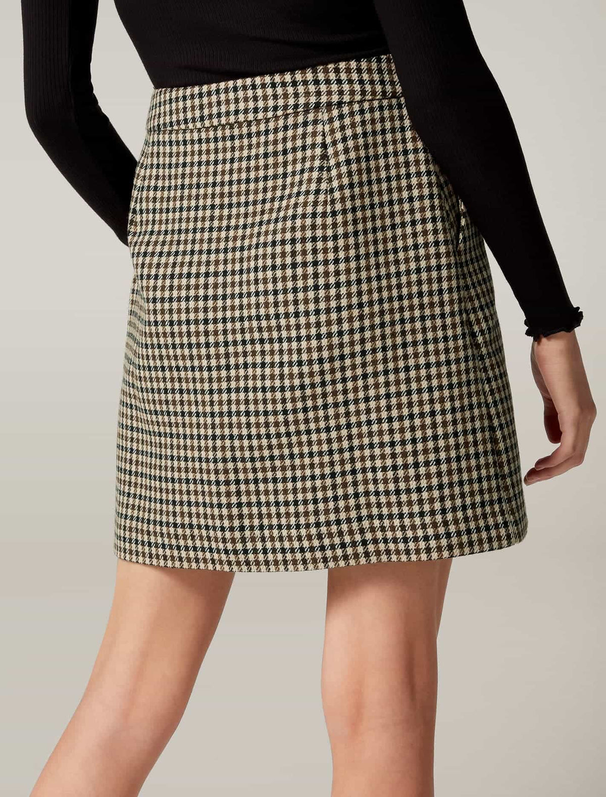 Becca Aline Check Mini Skirt Brown Check