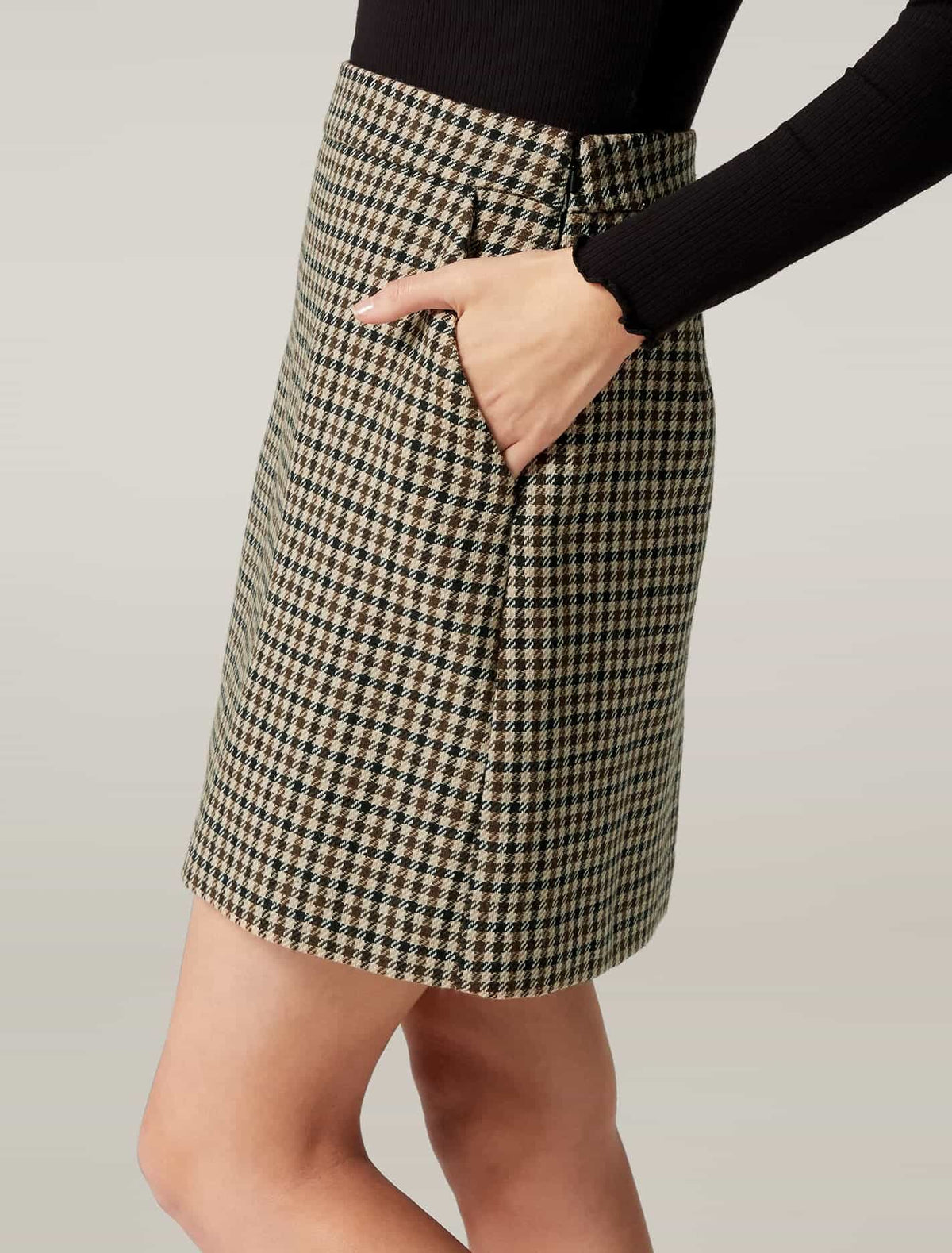 Becca Aline Check Mini Skirt Brown Check
