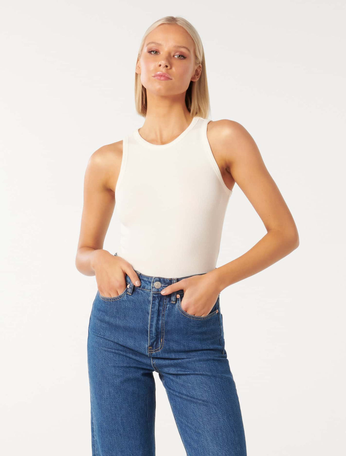 Remi Rib Racer Tank Porcelain