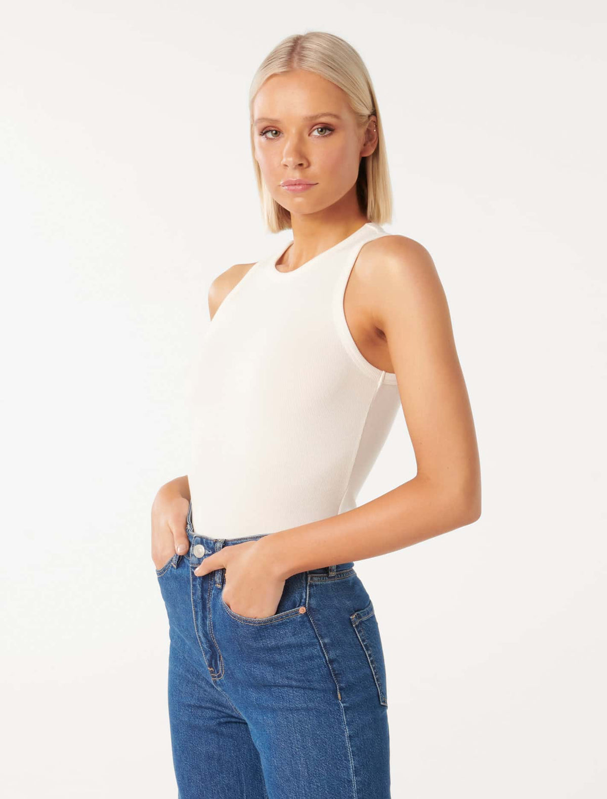 Remi Rib Racer Tank Porcelain