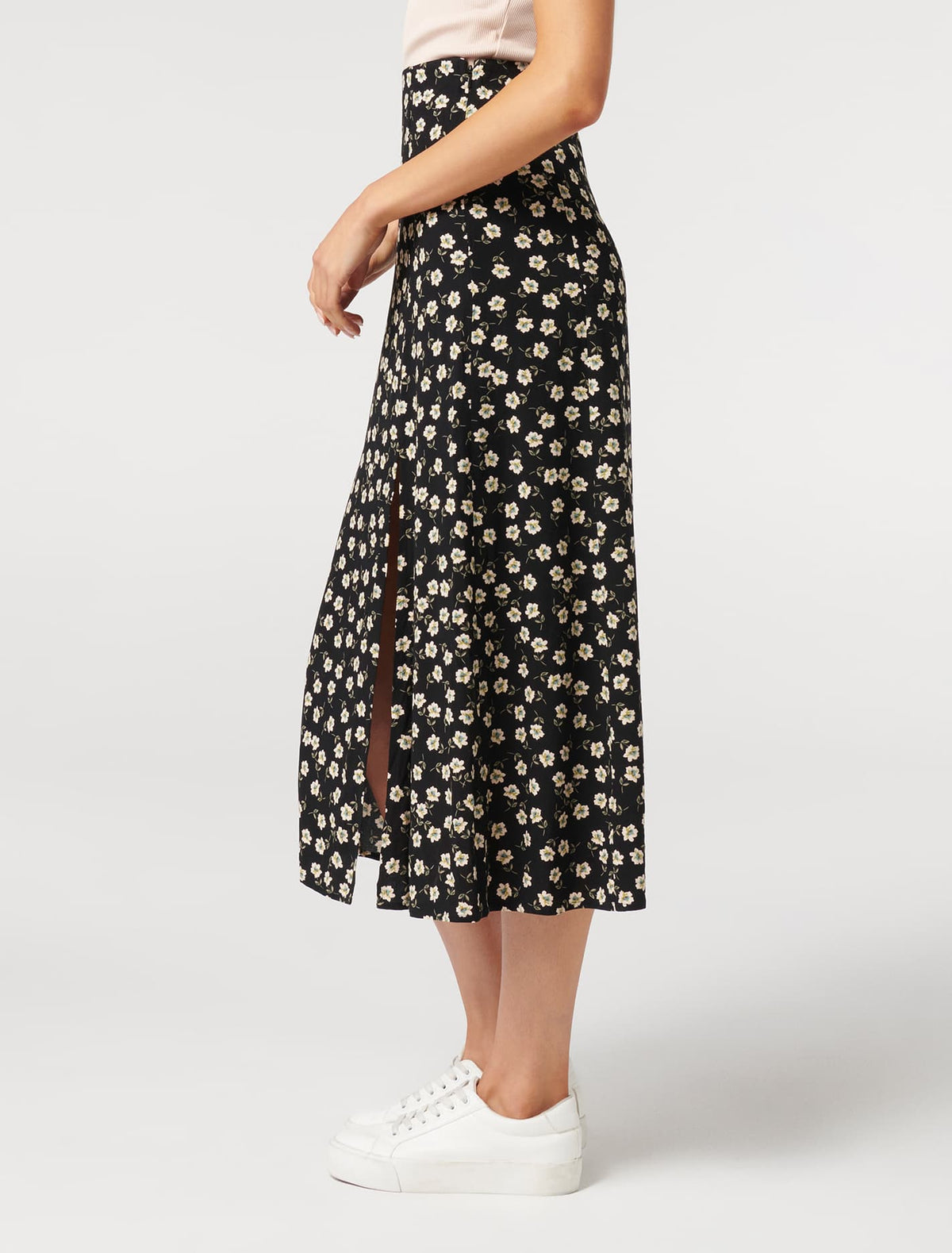Estelle Column Split Midi Skirt Providence Ditsy