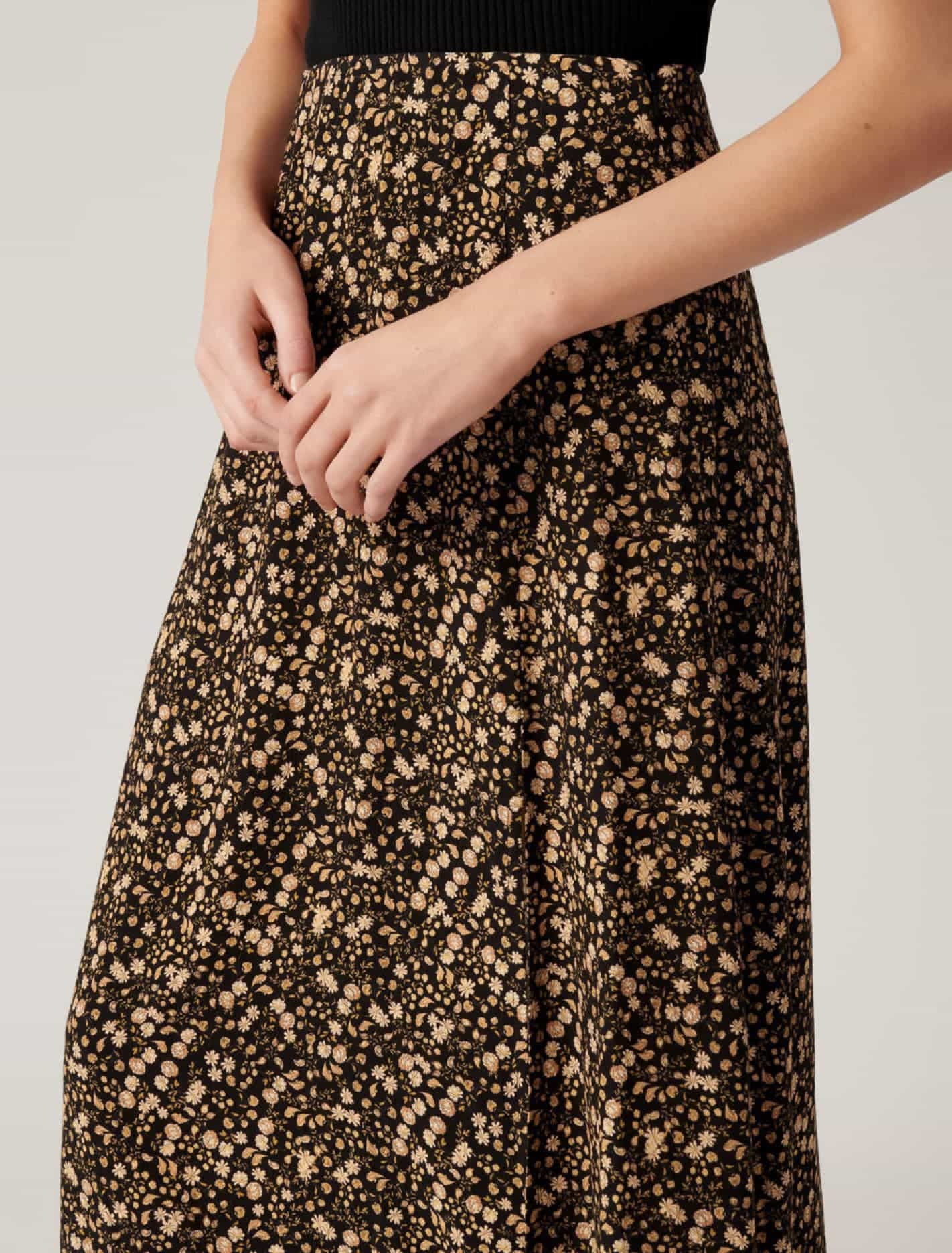 Estelle Column Split Midi Skirt Folklore Ditsy
