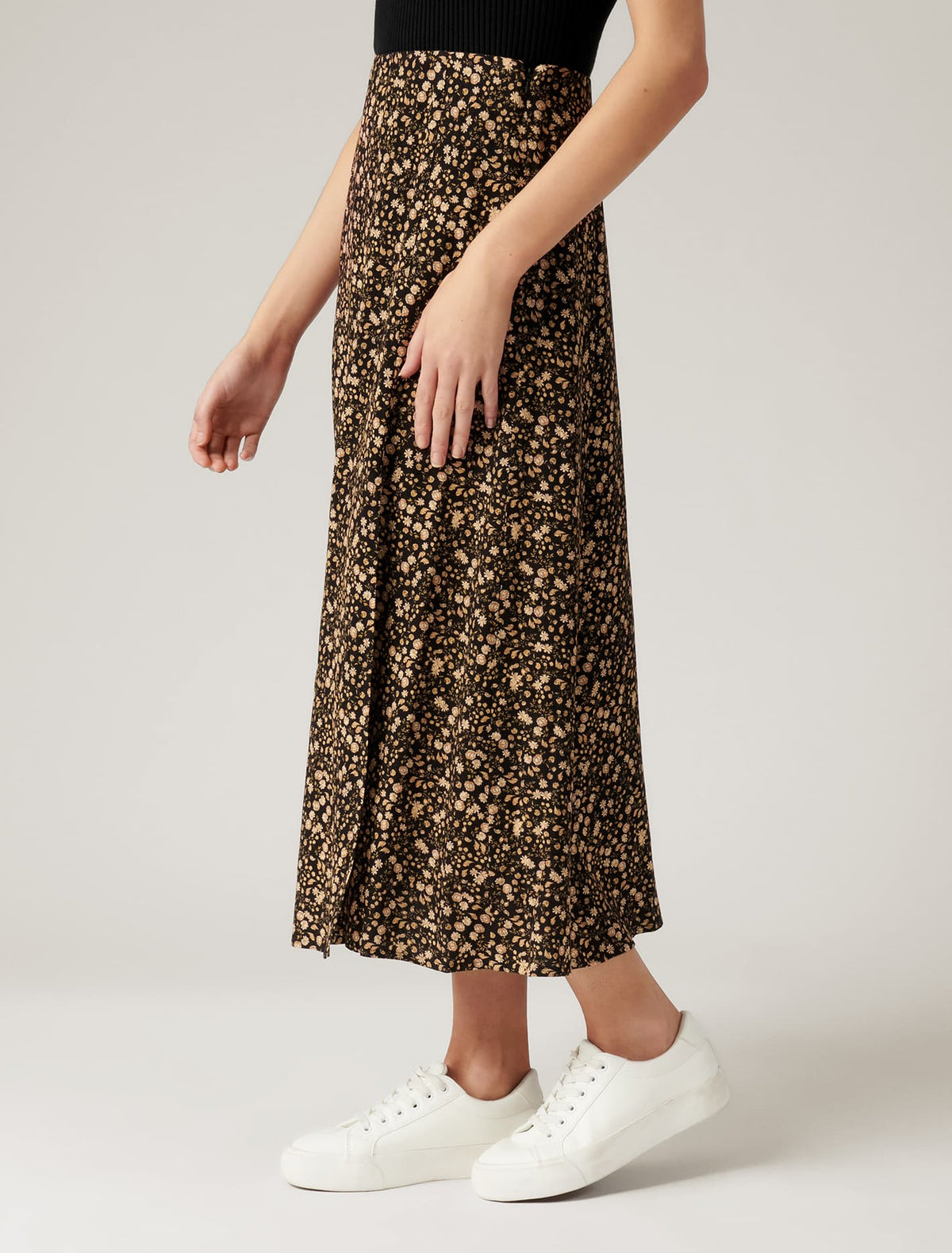 Estelle Column Split Midi Skirt Folklore Ditsy