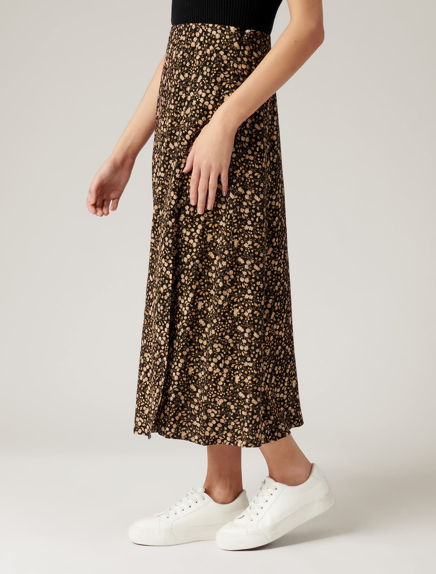 Estelle Column Split Midi Skirt Folklore Ditsy