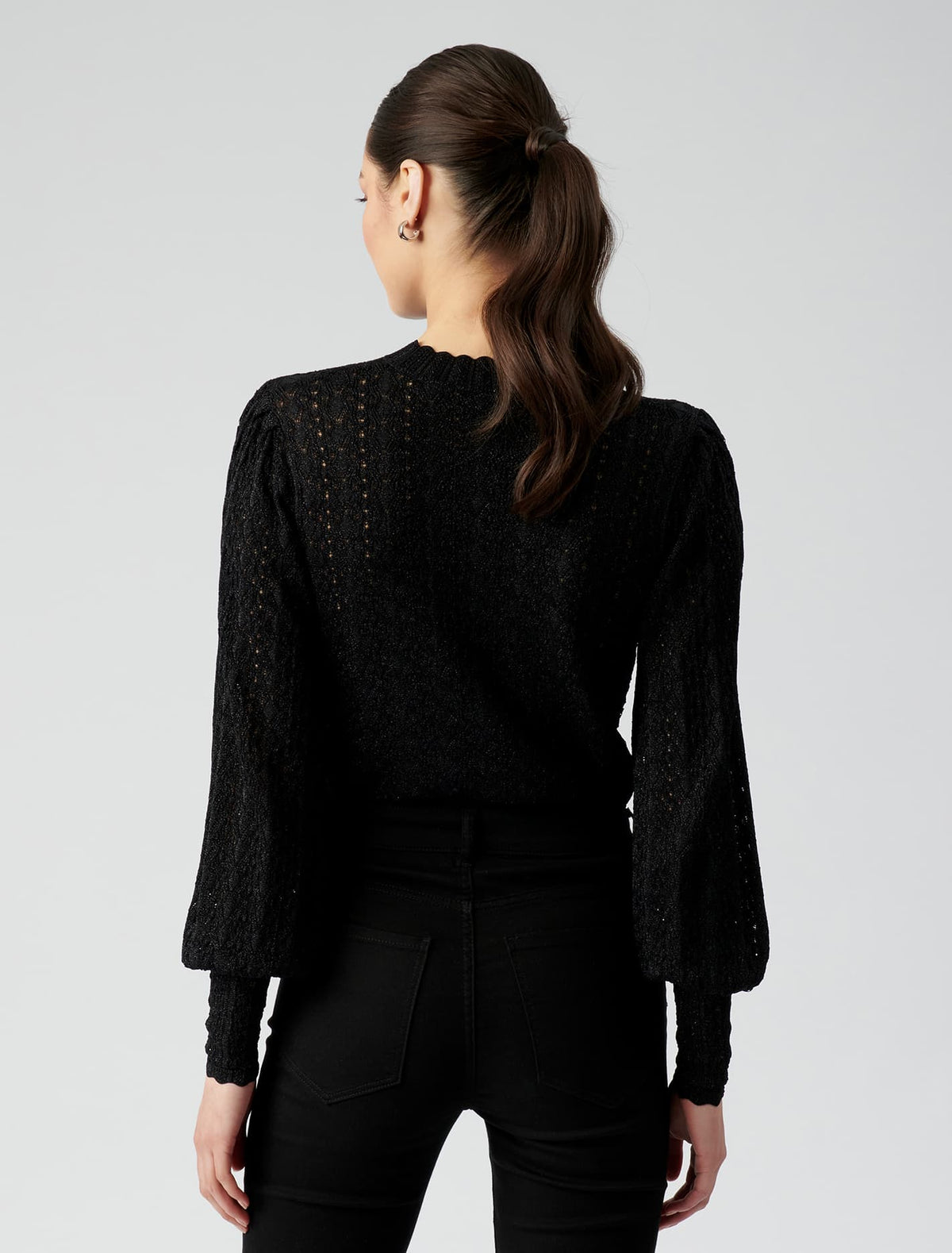 Mia Metallic Pointelle Knit Jumper Black/Metallic