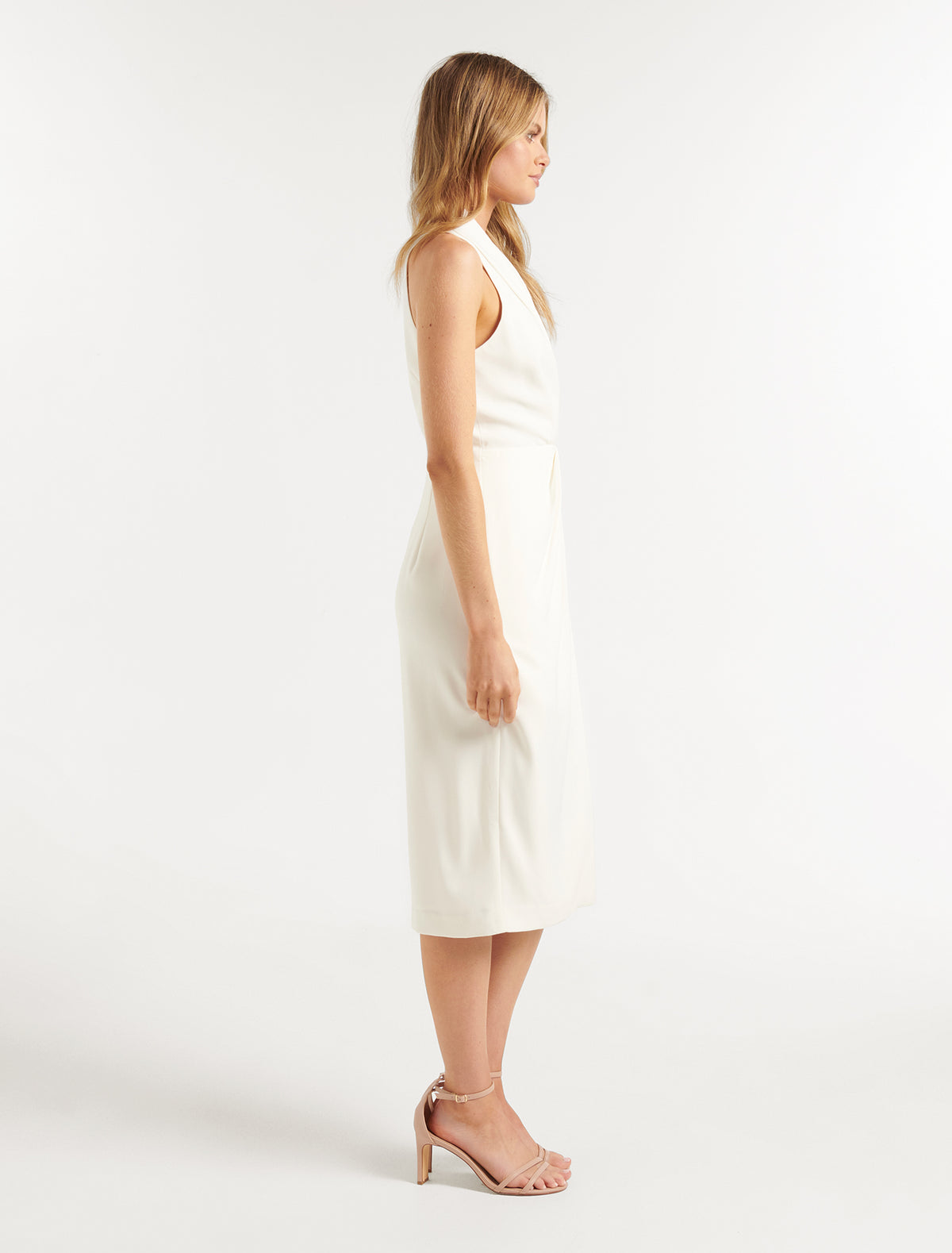 Natalia Tux Midi Dress Porcelain
