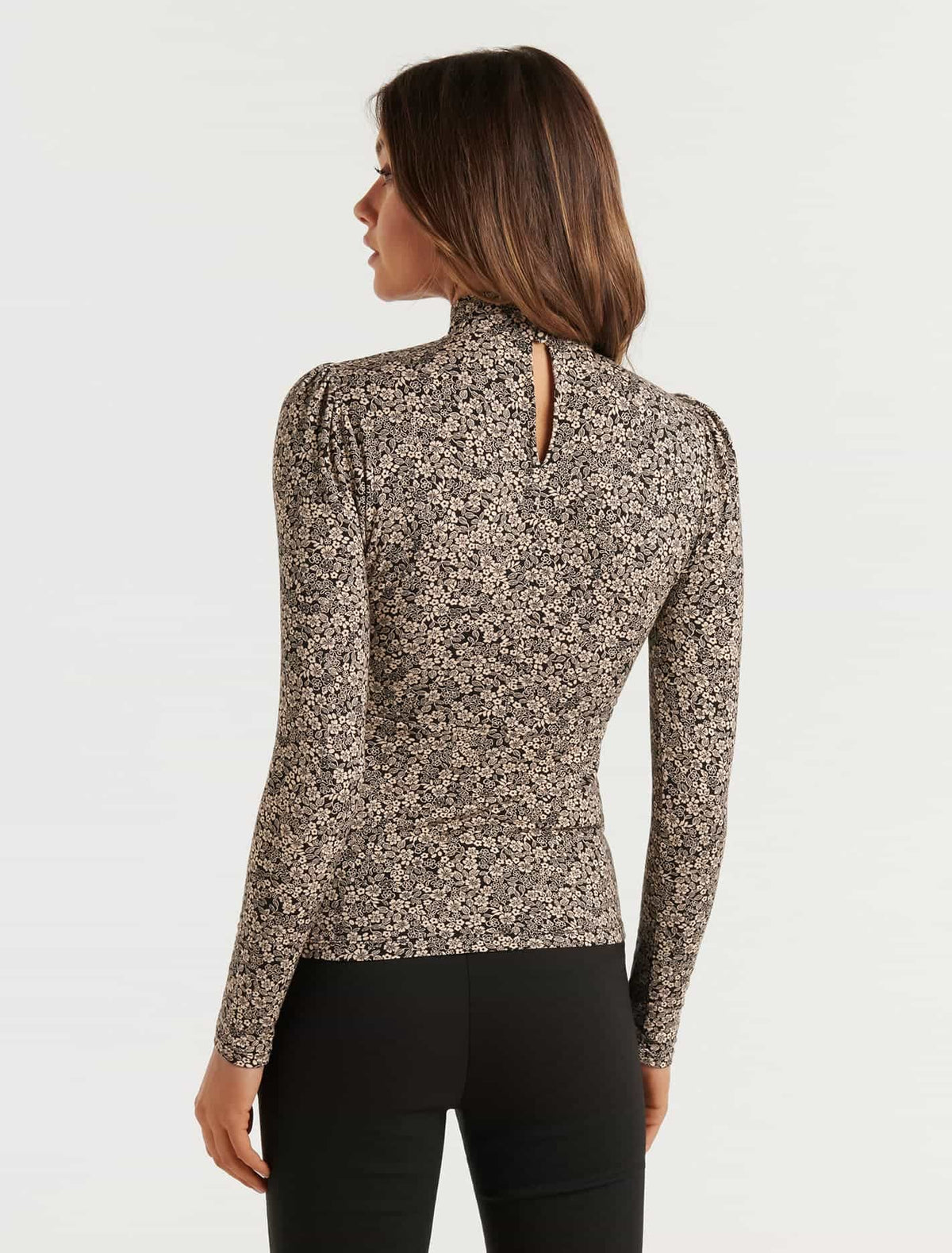 Sophia High Neck Printed Top Fitzroy Ditsy